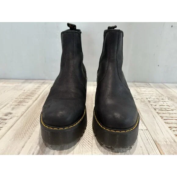 Dr. Martens Docs Rometty Wyoming Black Platform Chelsea Ankle Boots Leather Sz 9 - Picture 5 of 8
